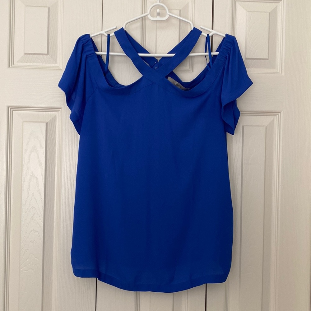 Loft cobalt blue off shoulder blouse, M